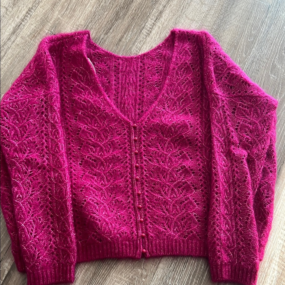 Sezane Fuchsia Knit Sweater